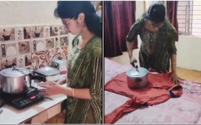 Fun Facts!! Woman uses pressure cooker to iron clothes
